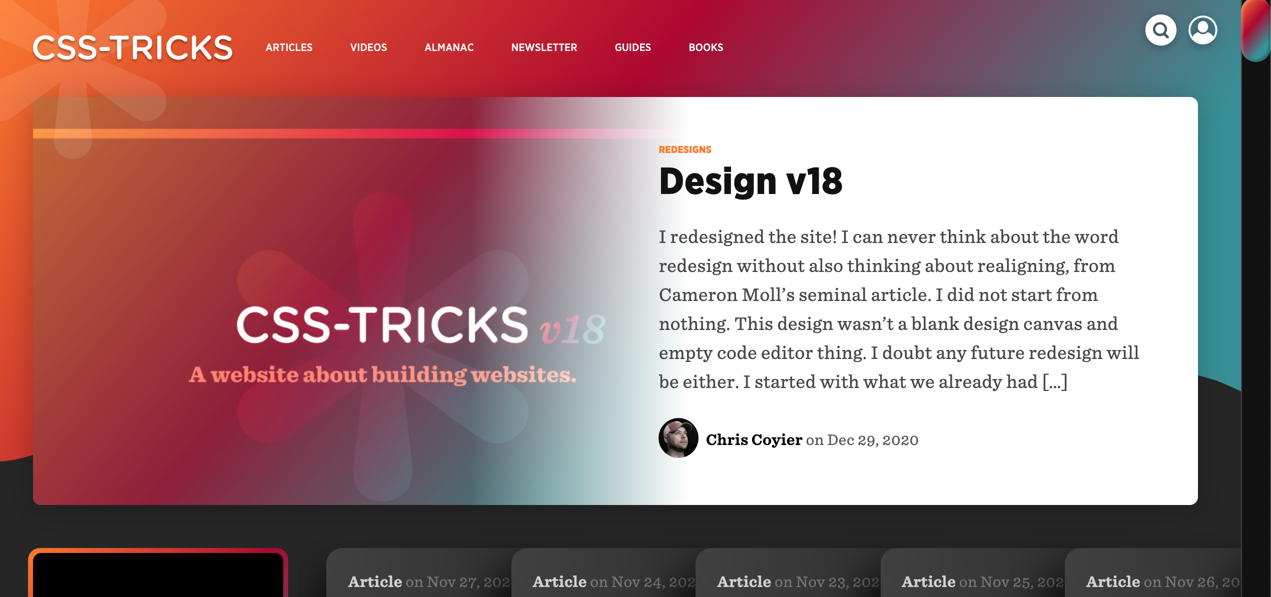 A screenshot from the website called CSS Tricks.